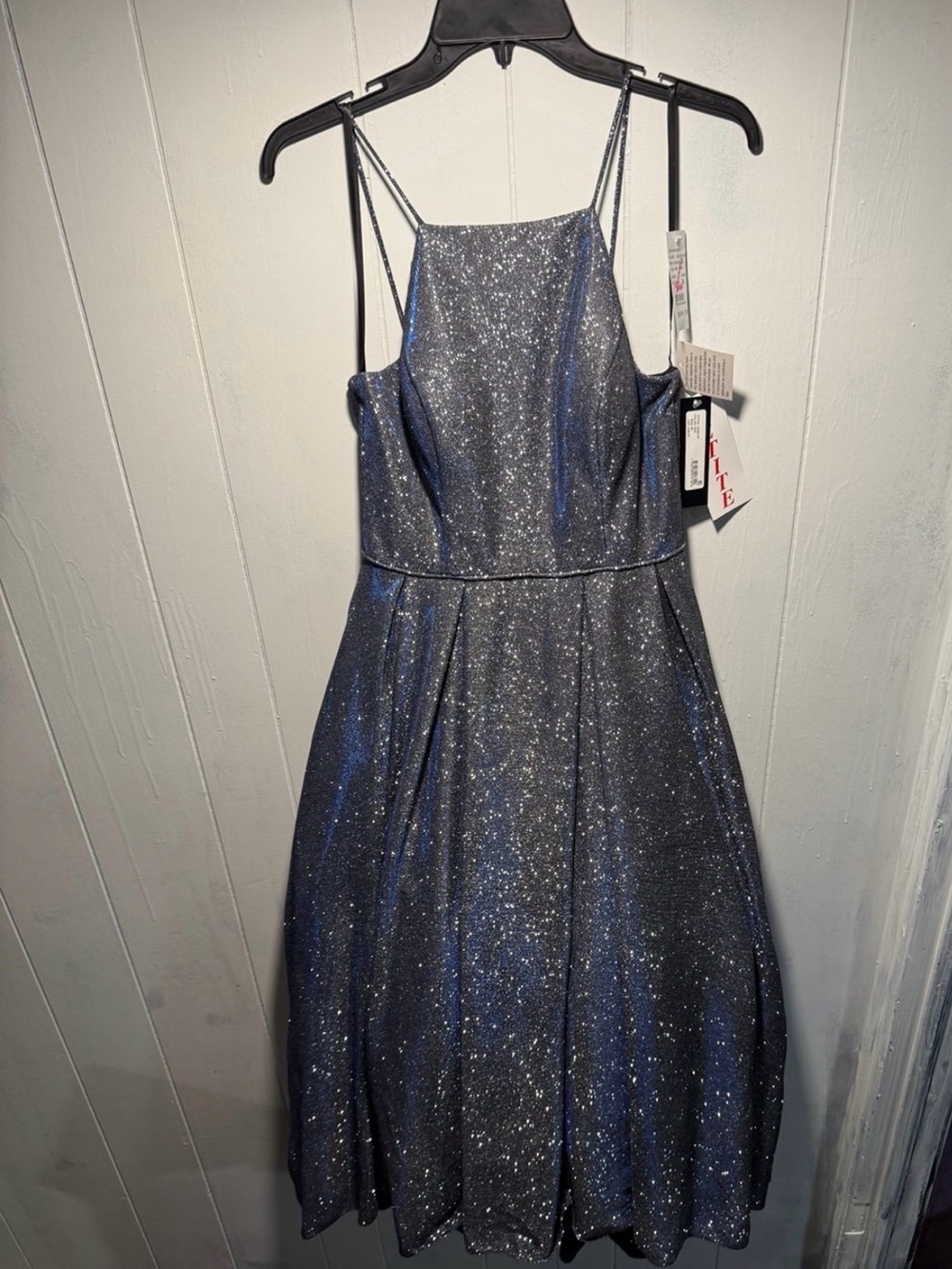 Sparkling Navy Blue A-Line Party Dress